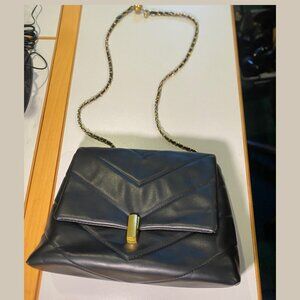 Celestina black quilted faux leather handbag - adjustable length strap